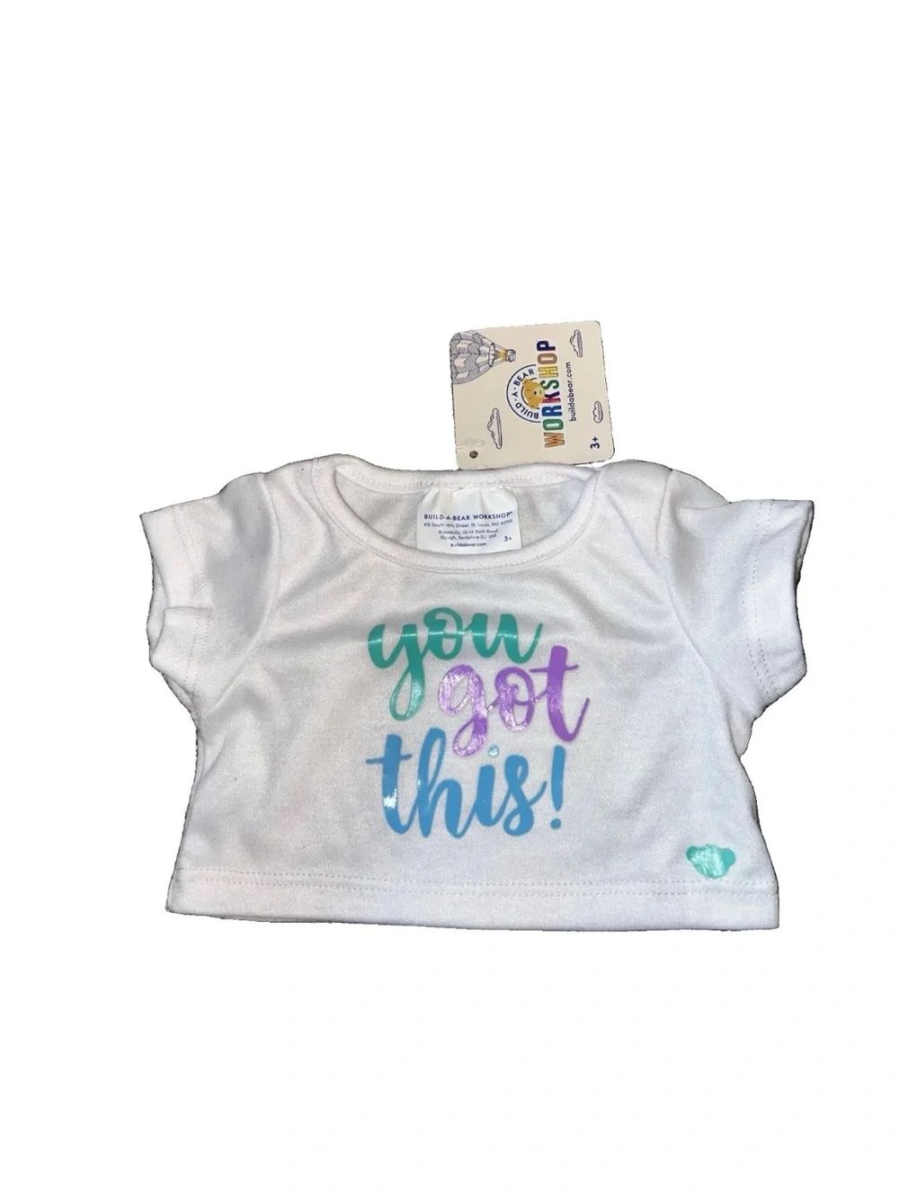 NWT Build a Bear Clothing You Got This White T-Shirt Encouragement Shirt RARE HT